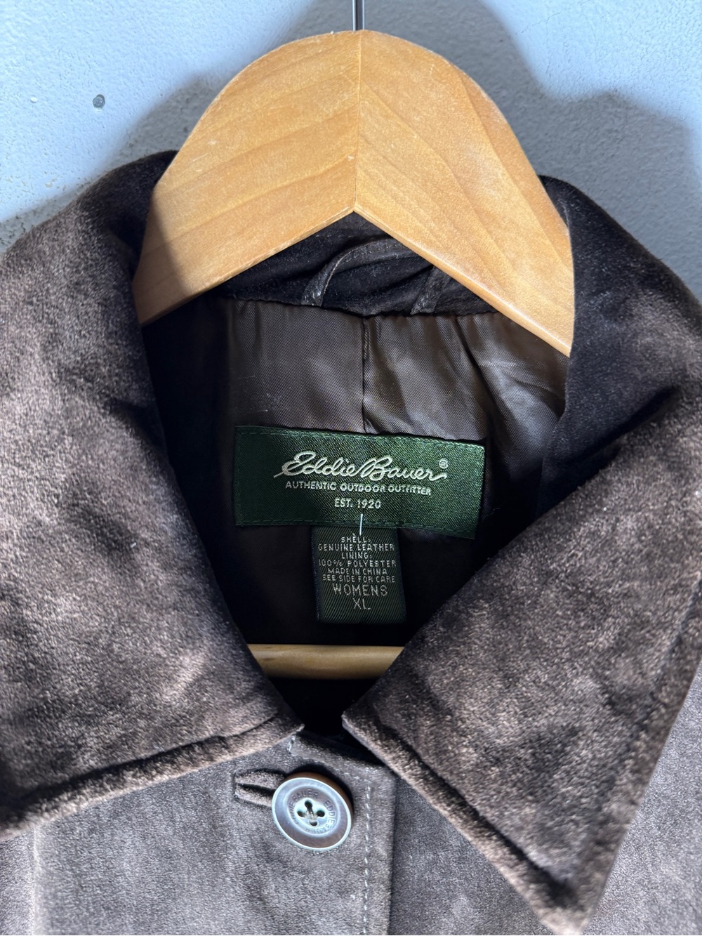 Vintage Eddie Bauer Brown Collar Button Down Chore Suede Jacket XL - Picture 3 of 5